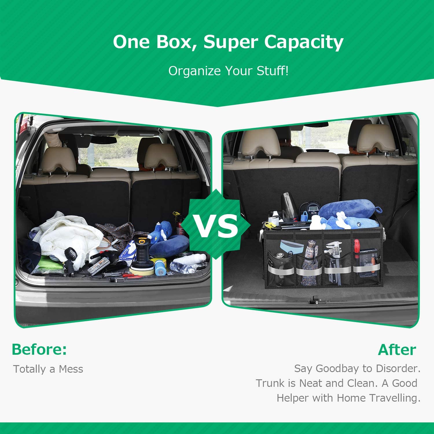 Foldable Waterproof Black Car Boot Organizer with Cooler Bag - China Car  Trunk Organizer, Car Organizer Box